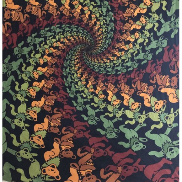 Grateful Dead Dancing Bears Wood Spiral Tapestry~ 60" x 90" ~Corner Loops ~ New! - Picture 4 of 5